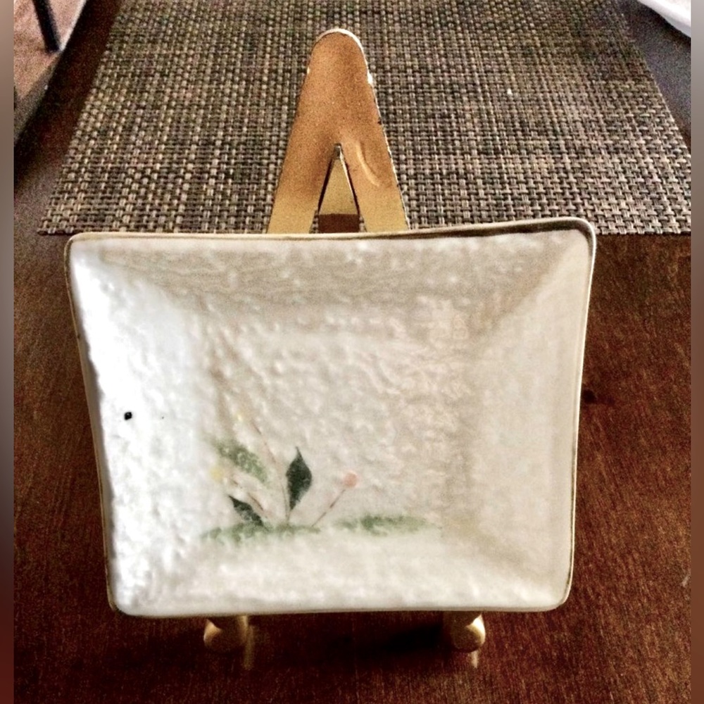 Decorative Ceramic Japanese plate with wood stand. Purchased in Japan.